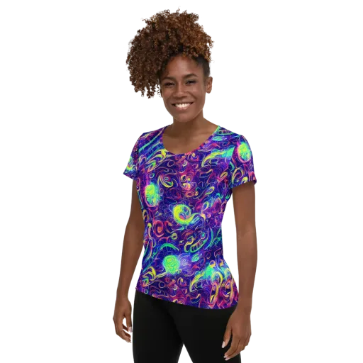 Limefire Ribbons on a Women's Athletic T-Shirt