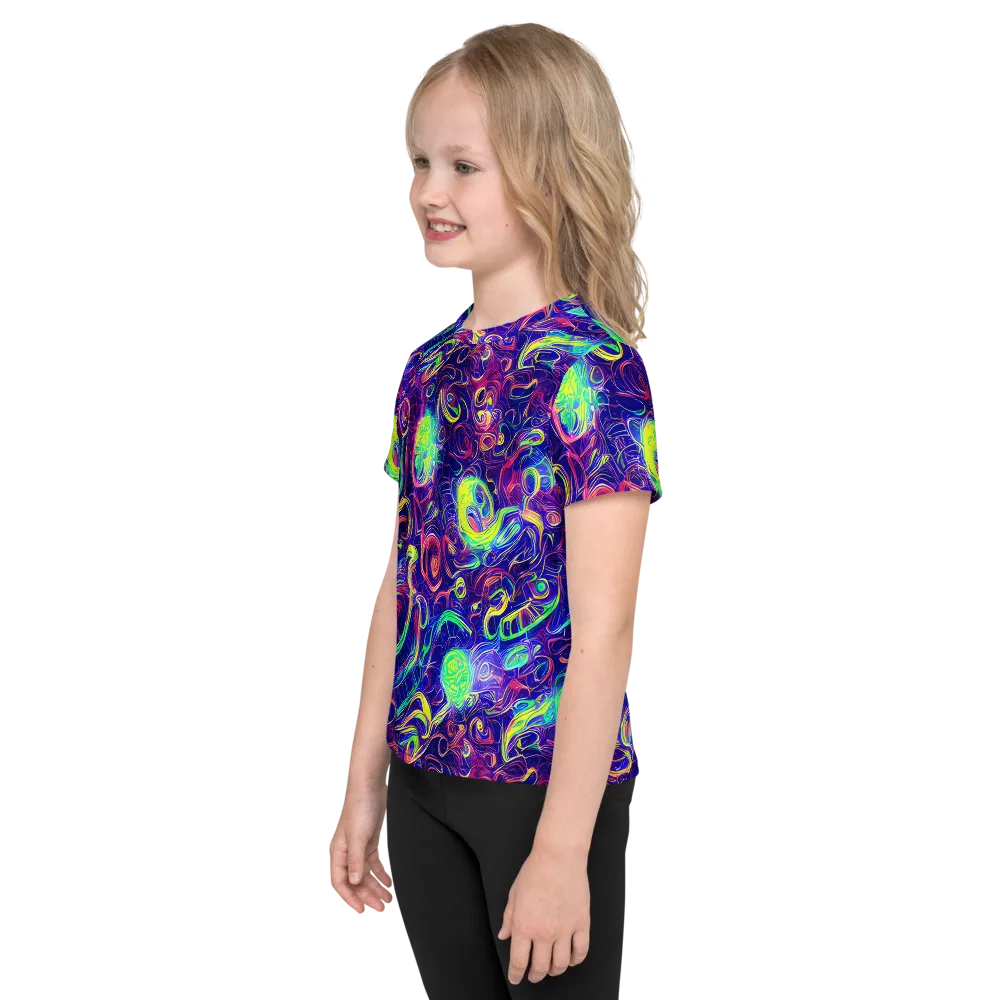 Limefire Ribbons on Kids Crew Neck T-Shirt — Left