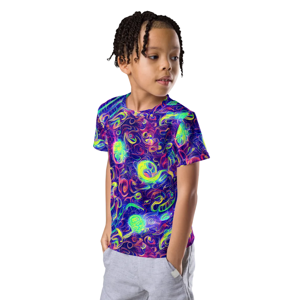 Limefire Ribbons on Kids Crew Neck T-Shirt — Left Front