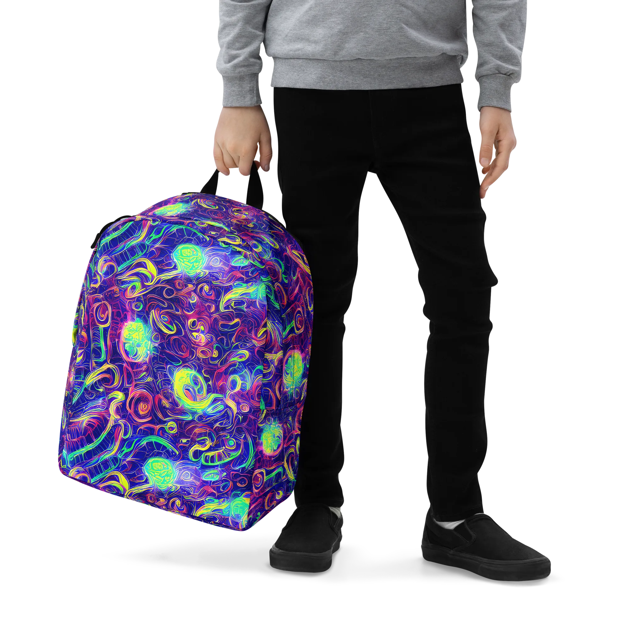 Limefire Ribbons on Minimalist Backpack — Zoomed-in
