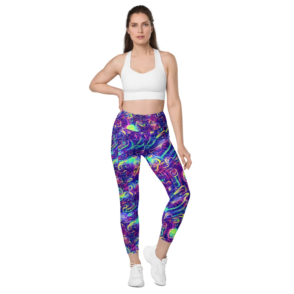 Limefire Ribbons on Leggings with Pockets — Front