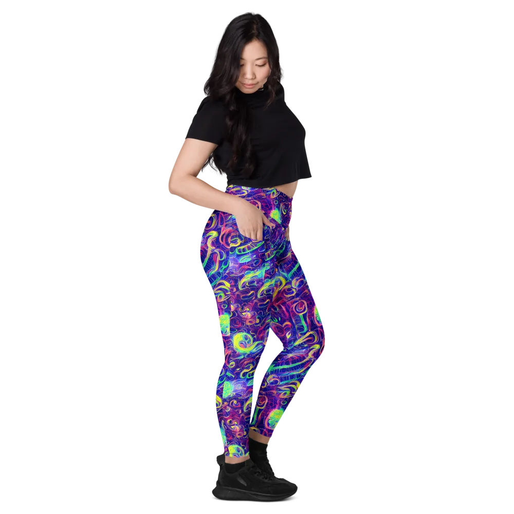 Limefire Ribbons on Leggings with Pockets — Right