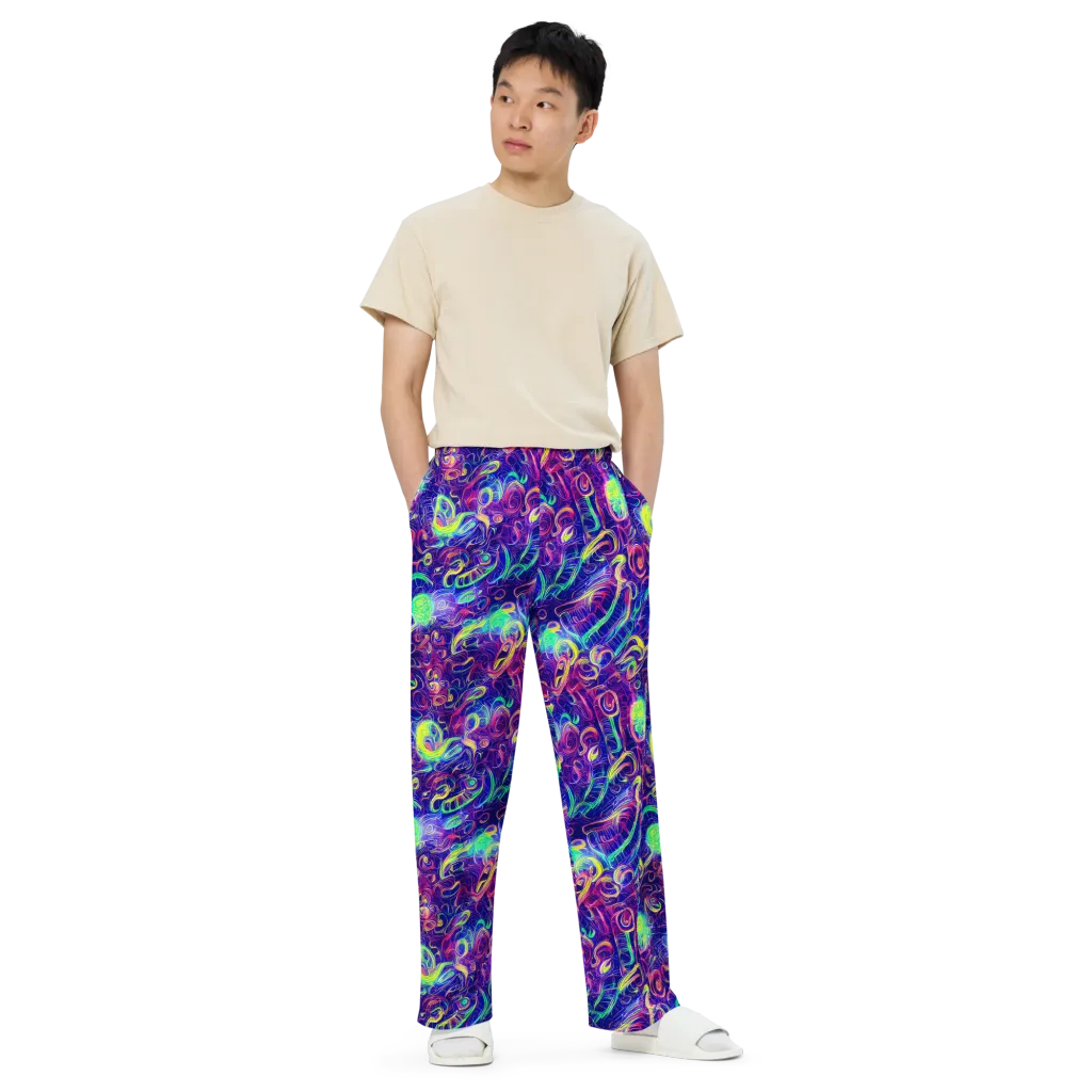 Limefire Ribbons on Wide-Leg Pants — Front