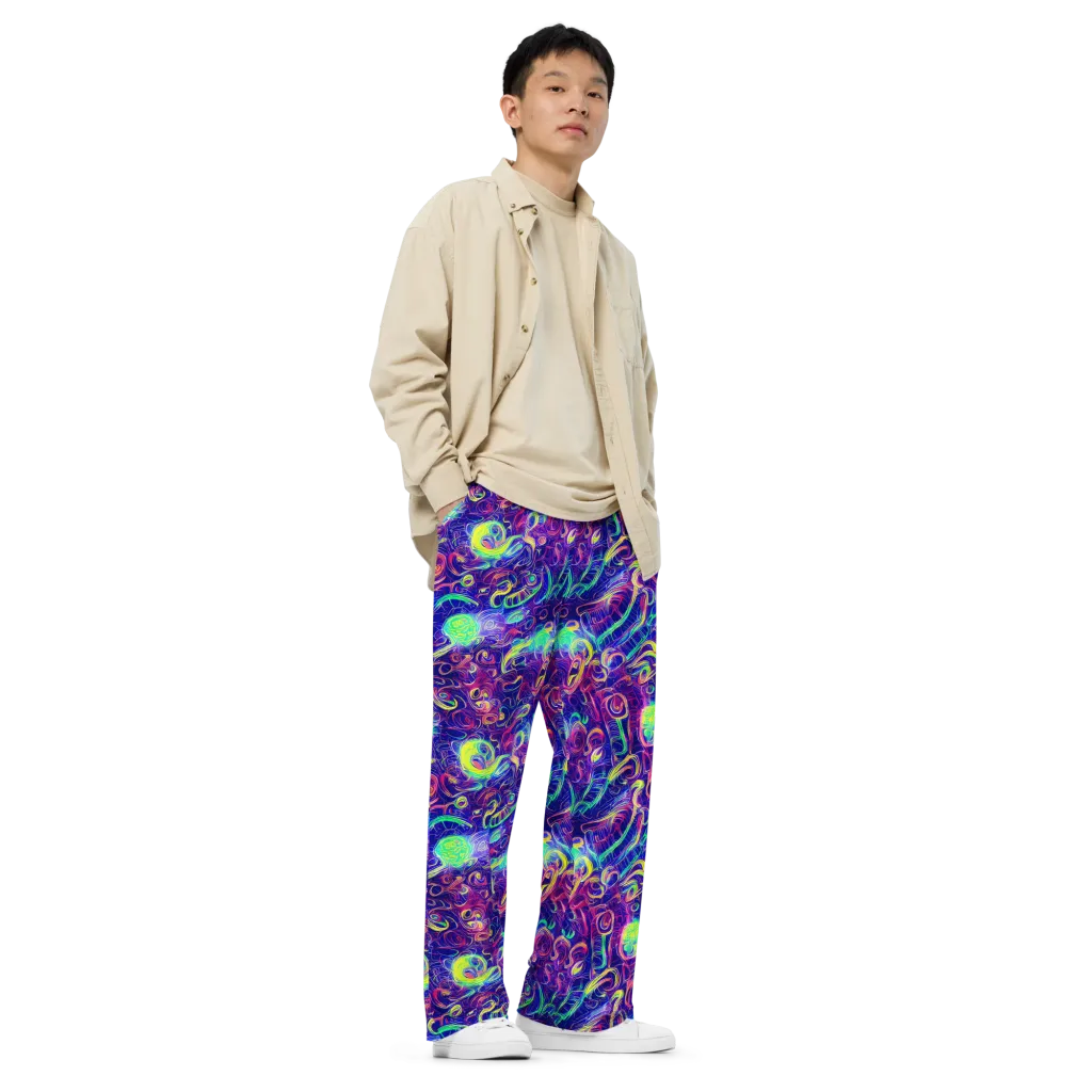 Limefire Ribbons on Wide-Leg Pants — Right Front