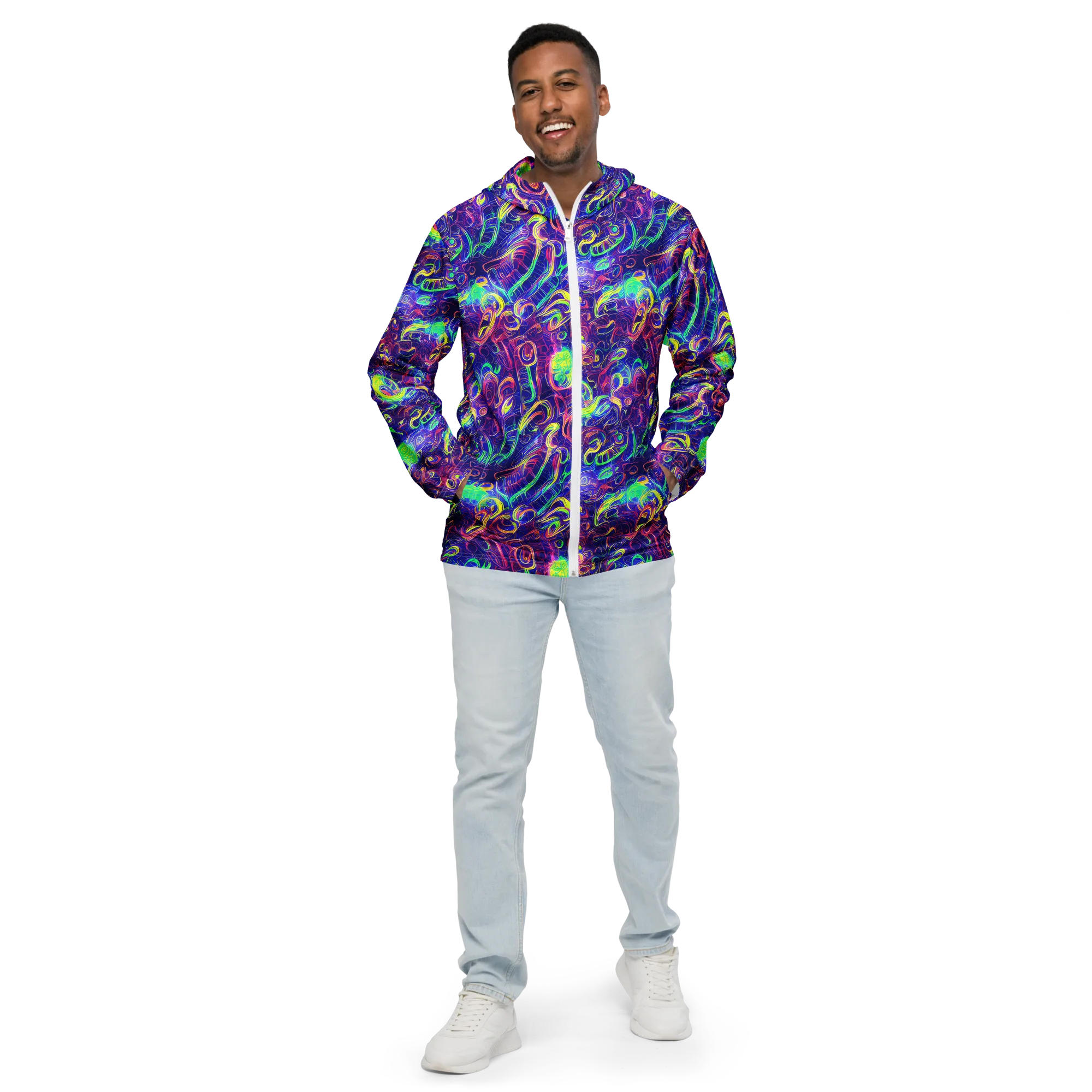 Limefire Ribbons on Men's Windbreaker — Front