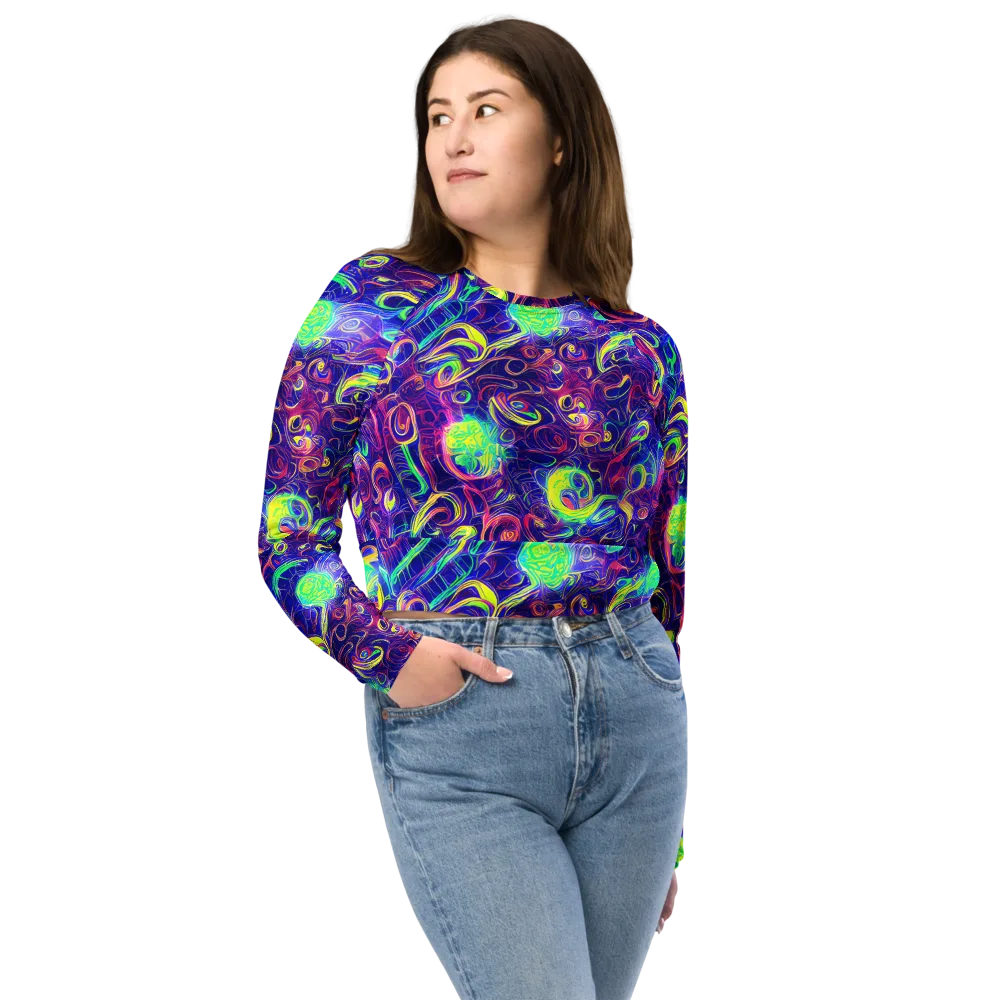 Limefire Ribbons on Long Sleeve Crop Top — Front