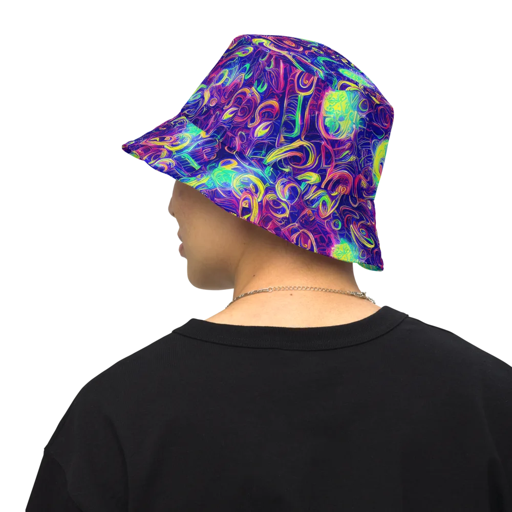 Limefire Ribbons on Reversible Bucket Hat — Back Inside