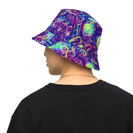 Limefire Ribbons on a Reversible Bucket Hat