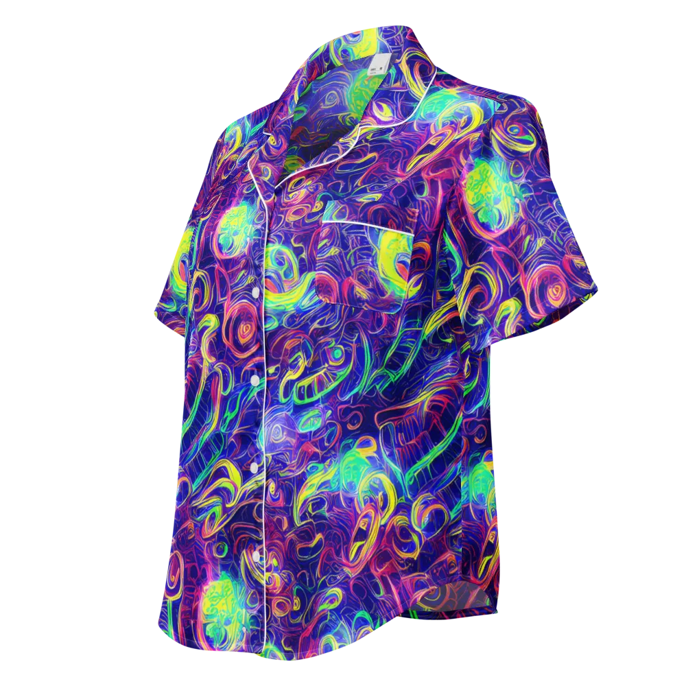 Limefire Ribbons on Women's Short Sleeve Pajama Top — Left Front