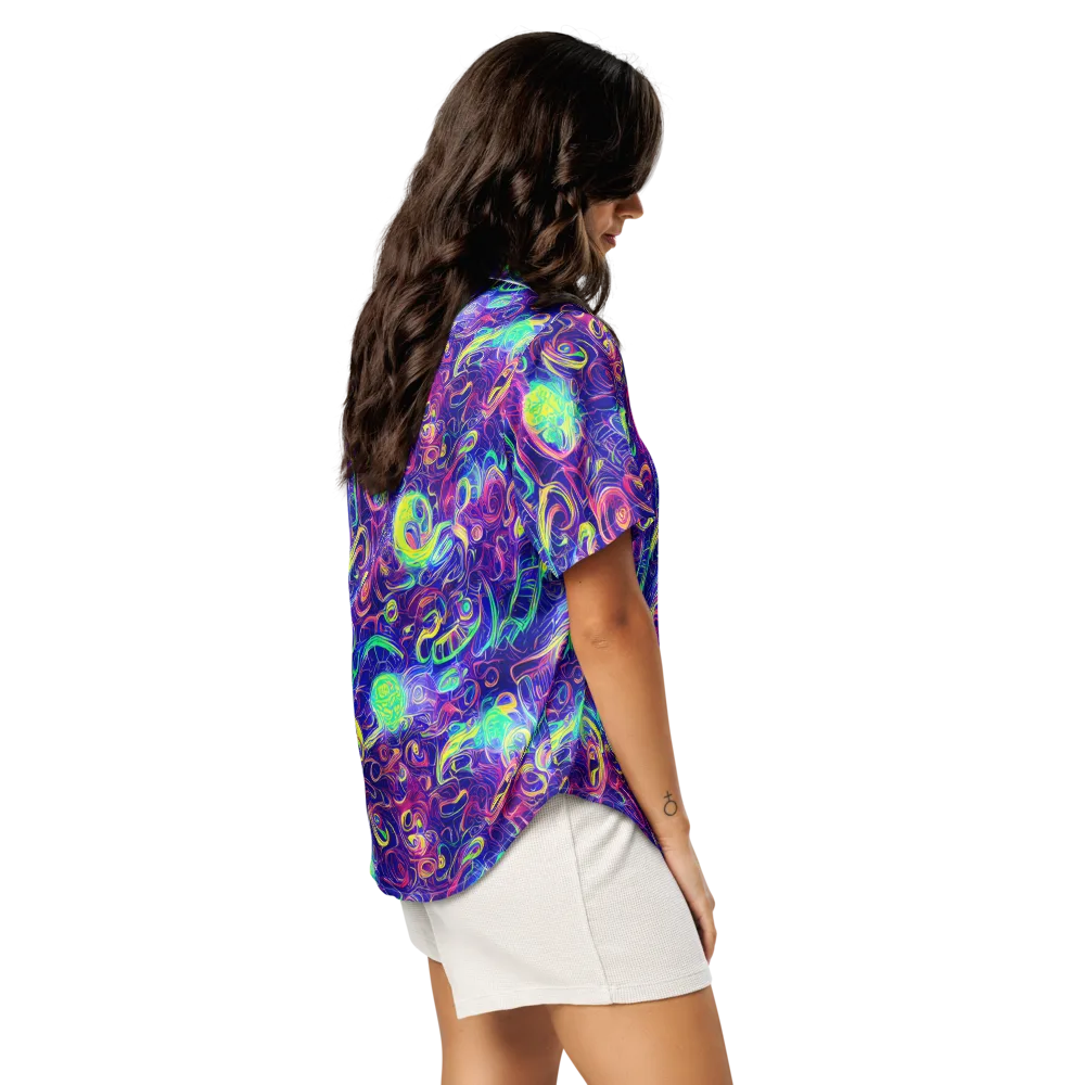 Limefire Ribbons on Women's Short Sleeve Pajama Top — Right Back