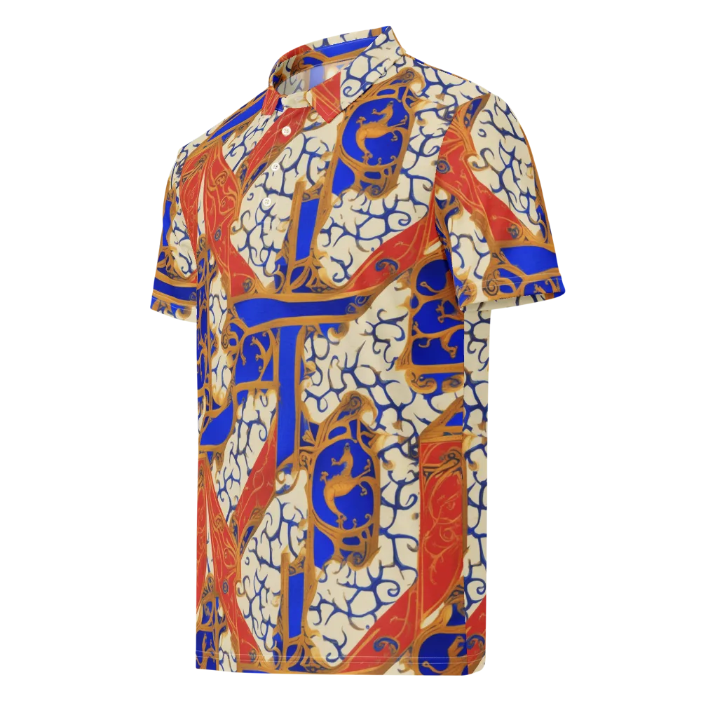 Cobalt Baroque on Men's Slim Fit Polo Shirt — Left Front
