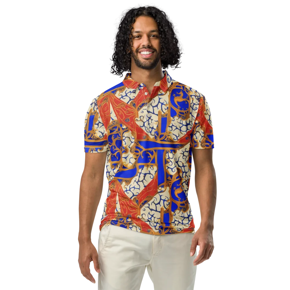 Cobalt Baroque on Men's Slim Fit Polo Shirt — Front