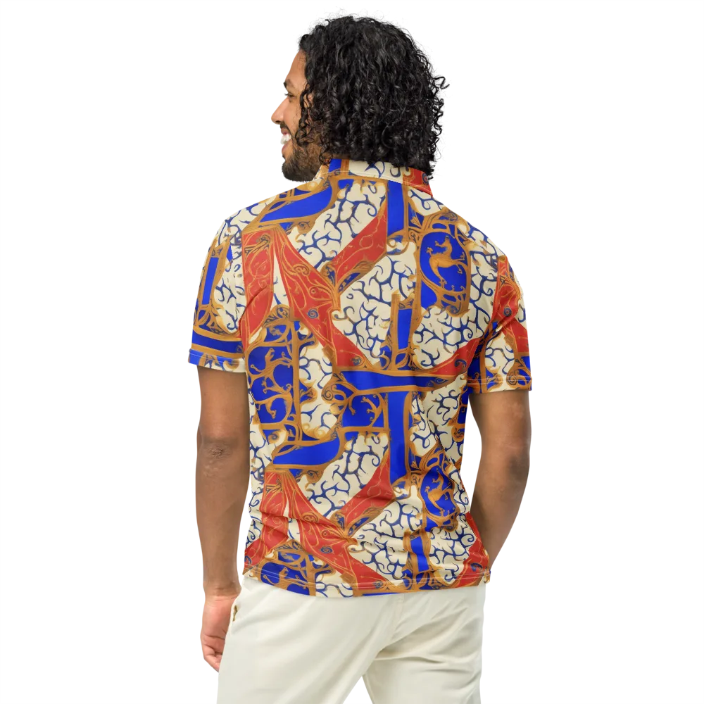 Cobalt Baroque on Men's Slim Fit Polo Shirt — Back