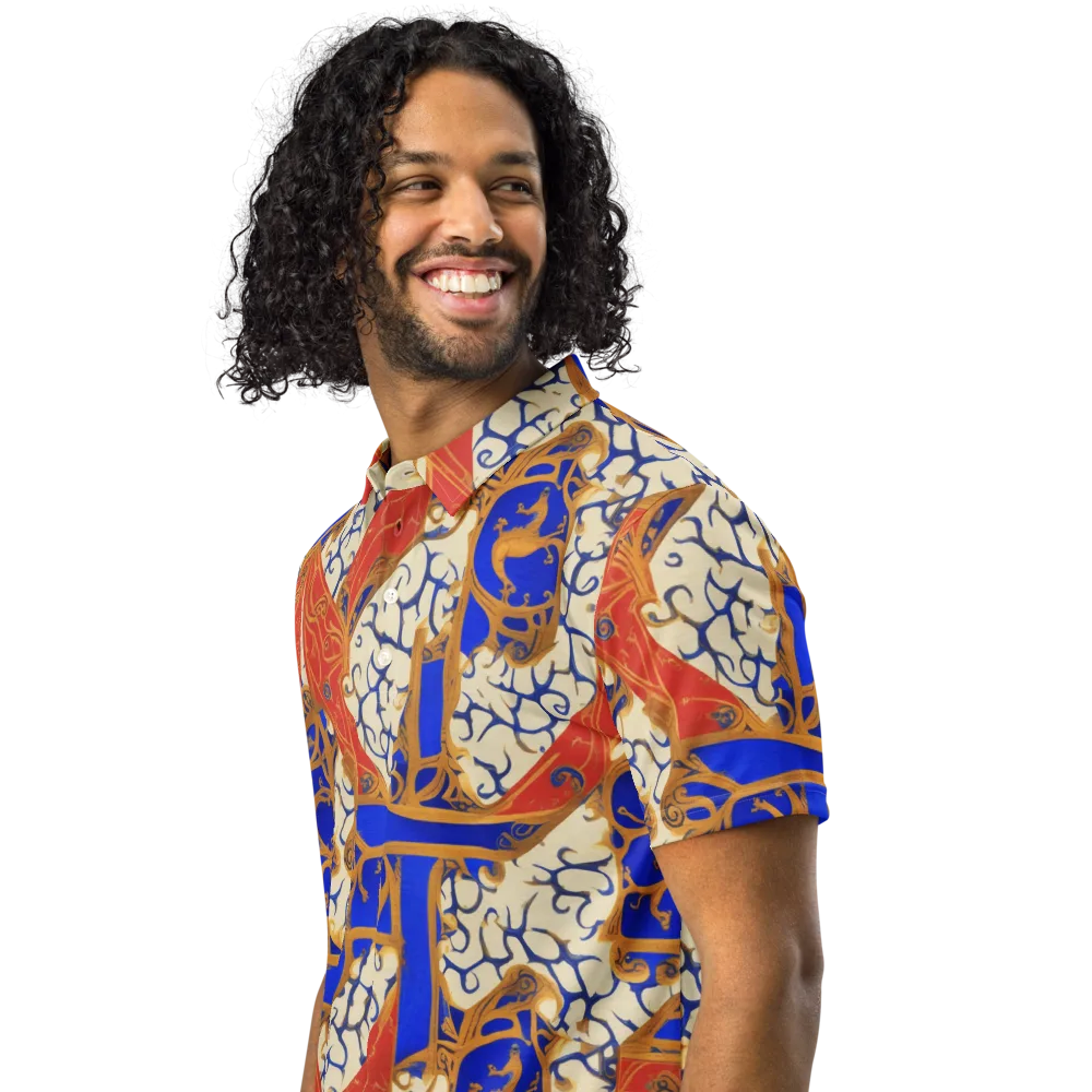 Cobalt Baroque on Men's Slim Fit Polo Shirt — Left Front