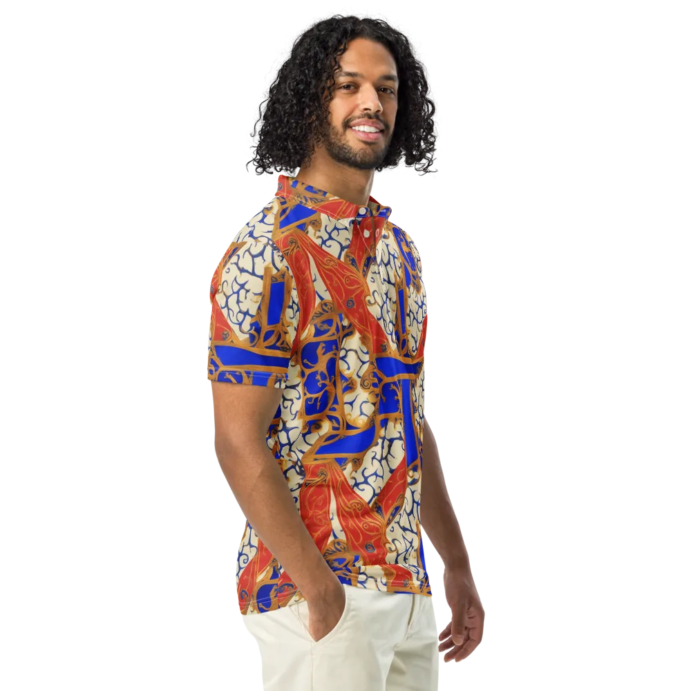 Cobalt Baroque on Men's Slim Fit Polo Shirt — Right Front