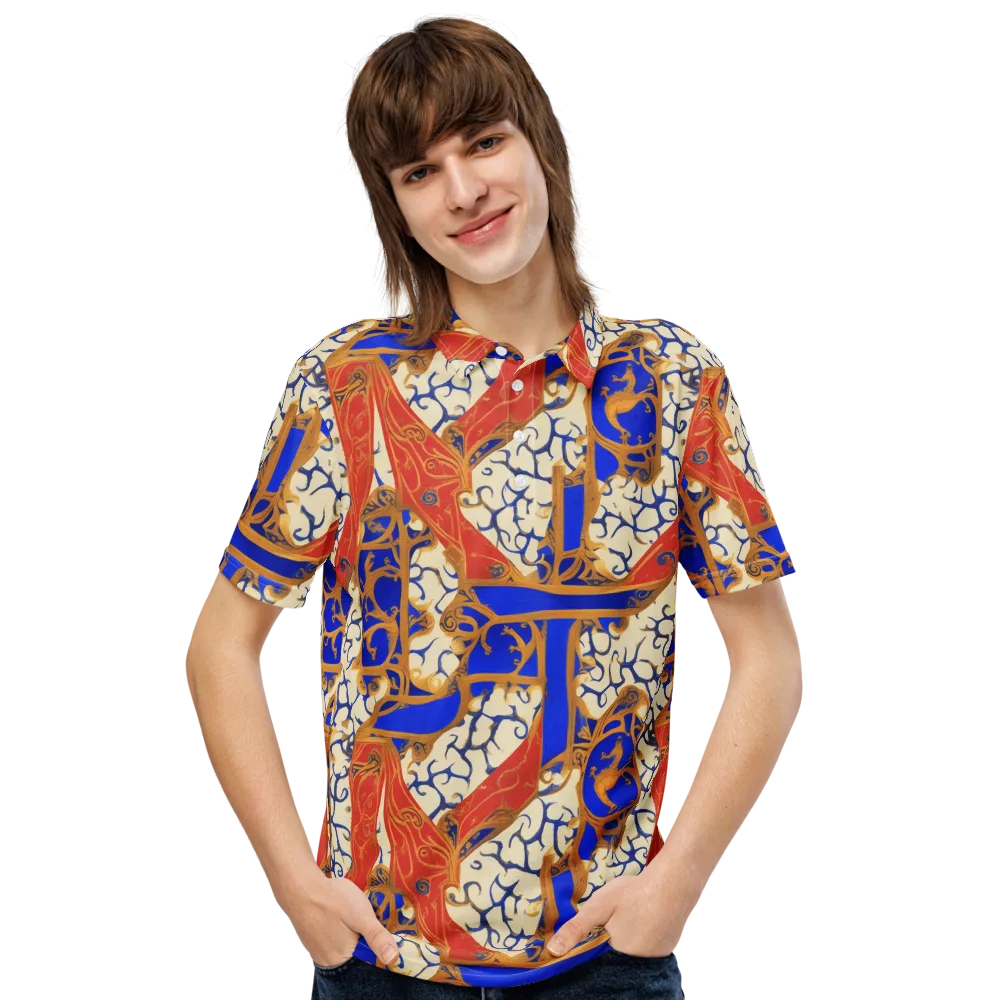 Cobalt Baroque on Men's Slim Fit Polo Shirt — Front