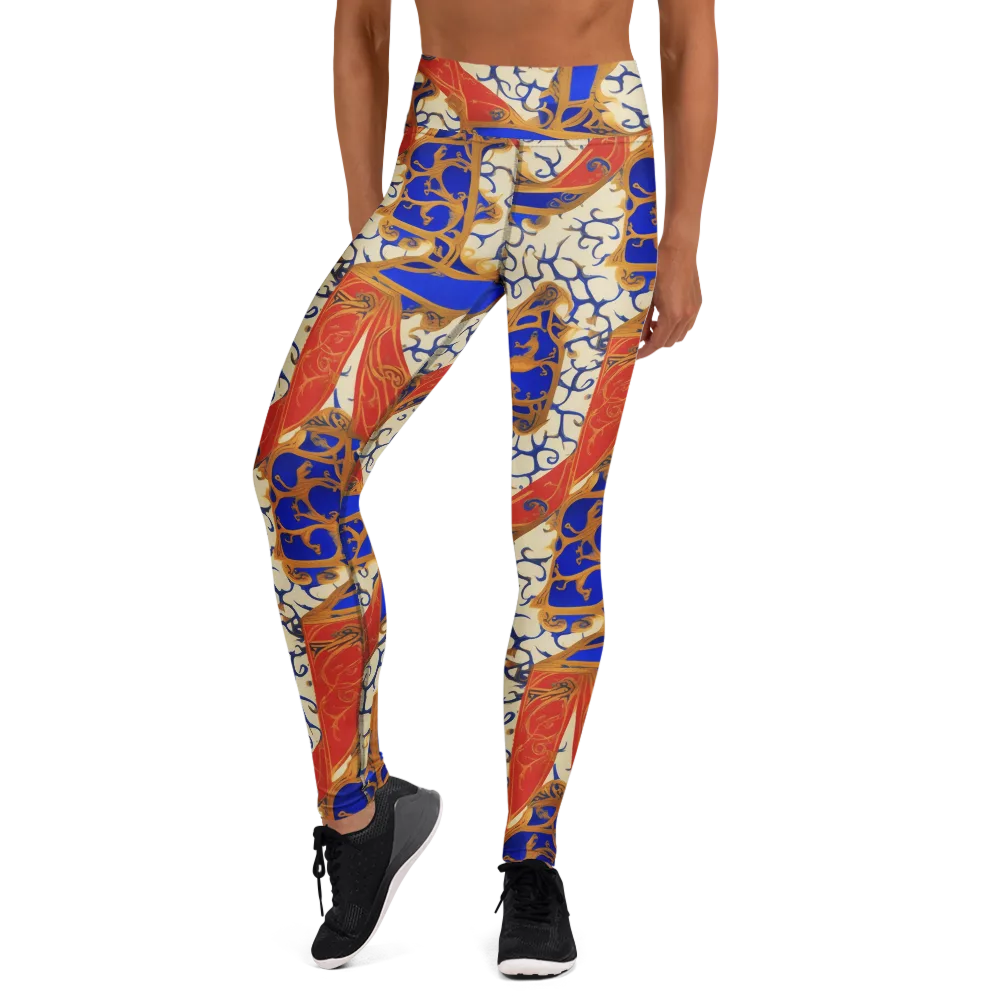 Cobalt Baroque on Yoga Leggings — Front