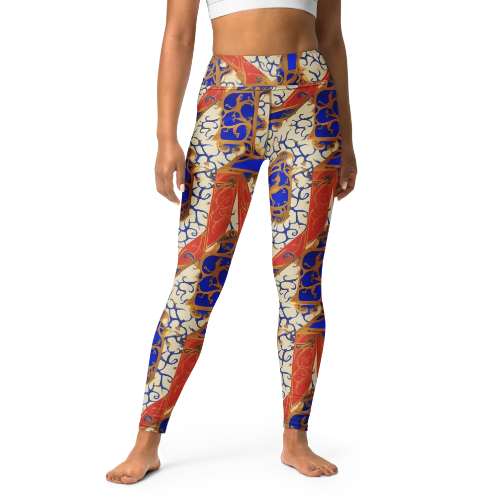 Cobalt Baroque on Yoga Leggings — Front