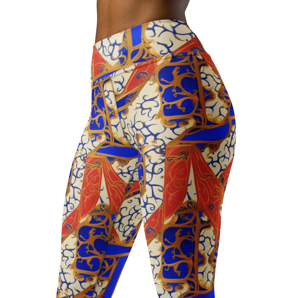 Cobalt Baroque on Yoga Leggings — Left Front