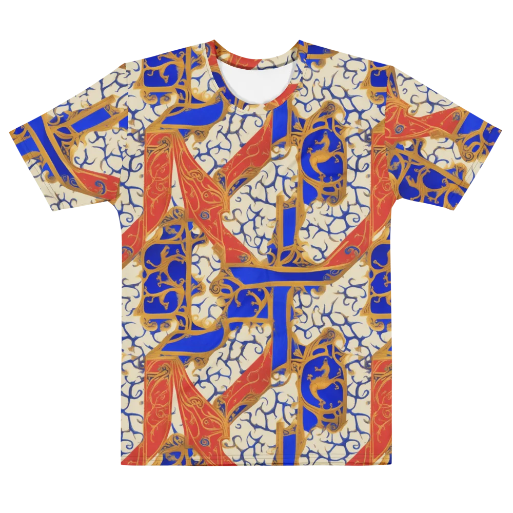 Cobalt Baroque on Men's Cotton Crew Neck T-Shirt — Front
