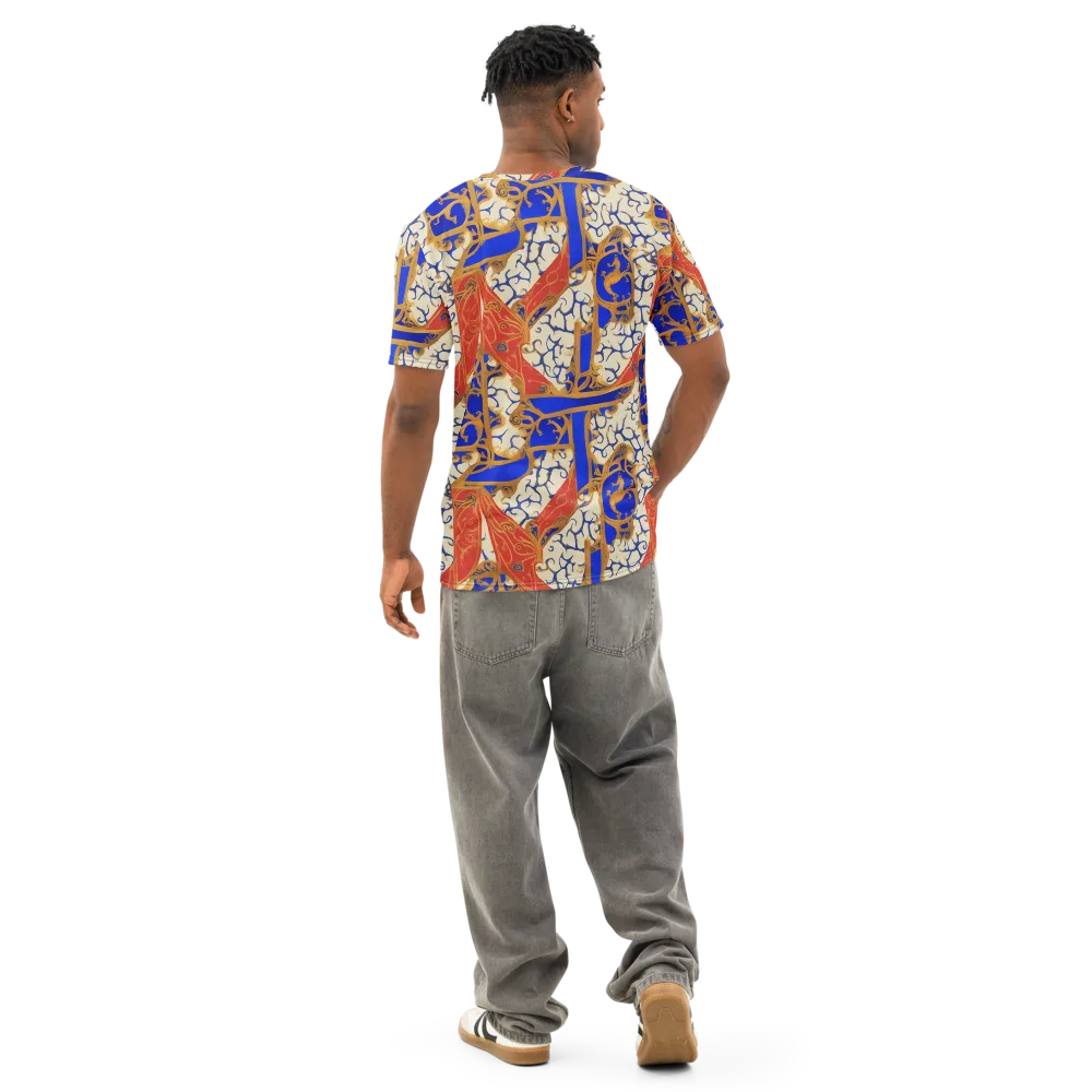 Cobalt Baroque on Men's Cotton Crew Neck T-Shirt — Back