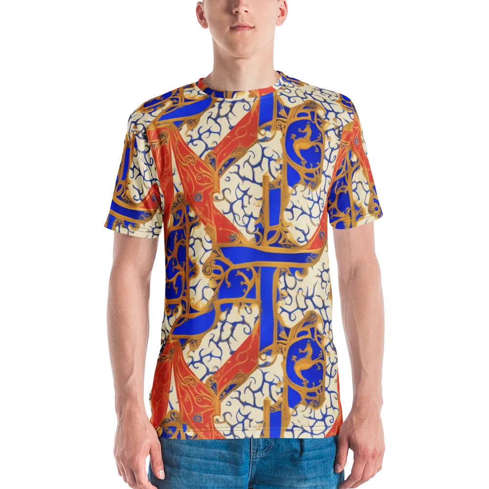 Cobalt Baroque on Men's Crew Neck T-Shirt — Front