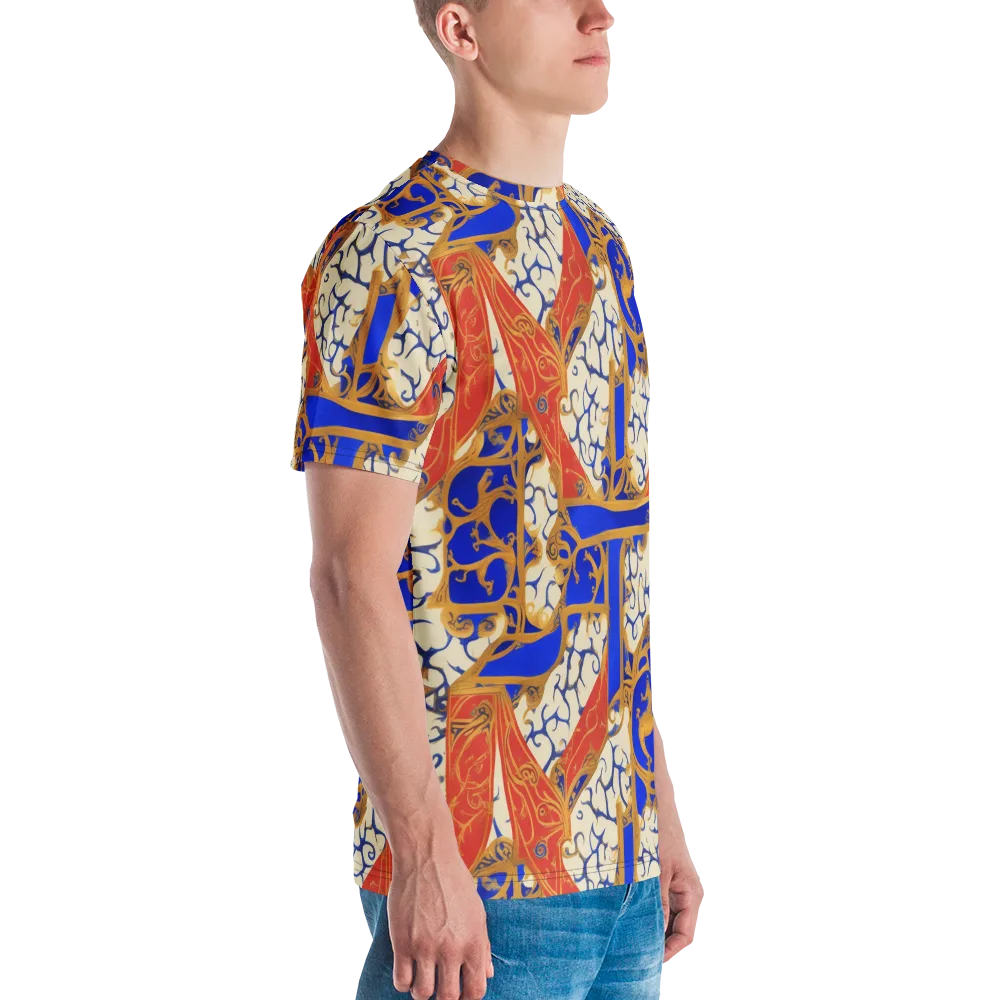 Cobalt Baroque on Men's Crew Neck T-Shirt — Right