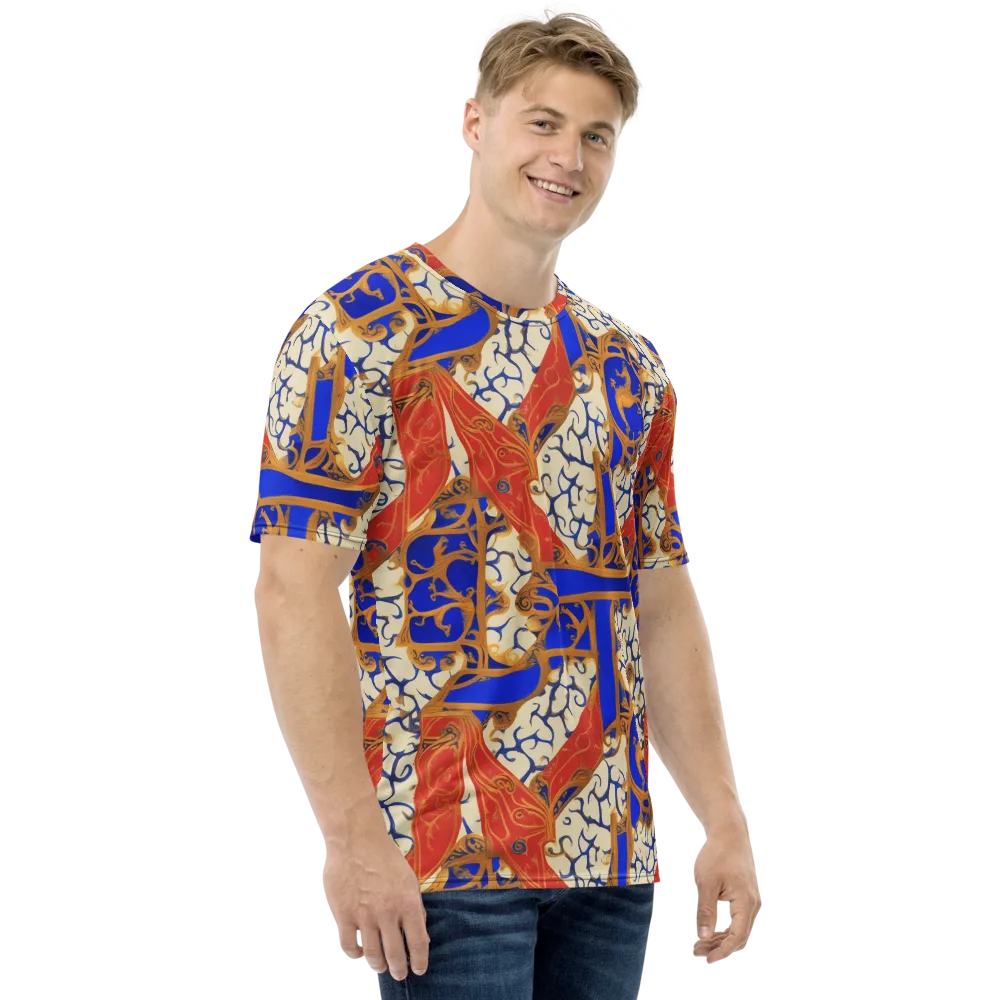 Cobalt Baroque on Men's Crew Neck T-Shirt — Right