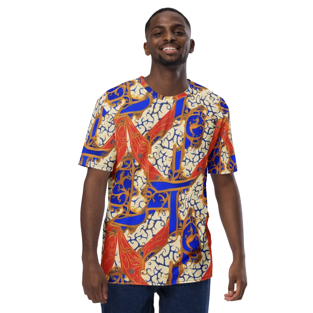 Cobalt Baroque on Men's Crew Neck T-Shirt — Front