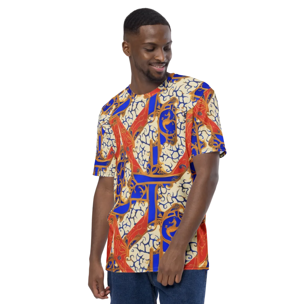 Cobalt Baroque on Men's Crew Neck T-Shirt — Left