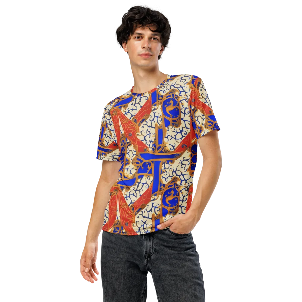 Cobalt Baroque on Men's Crew Neck T-Shirt — Front