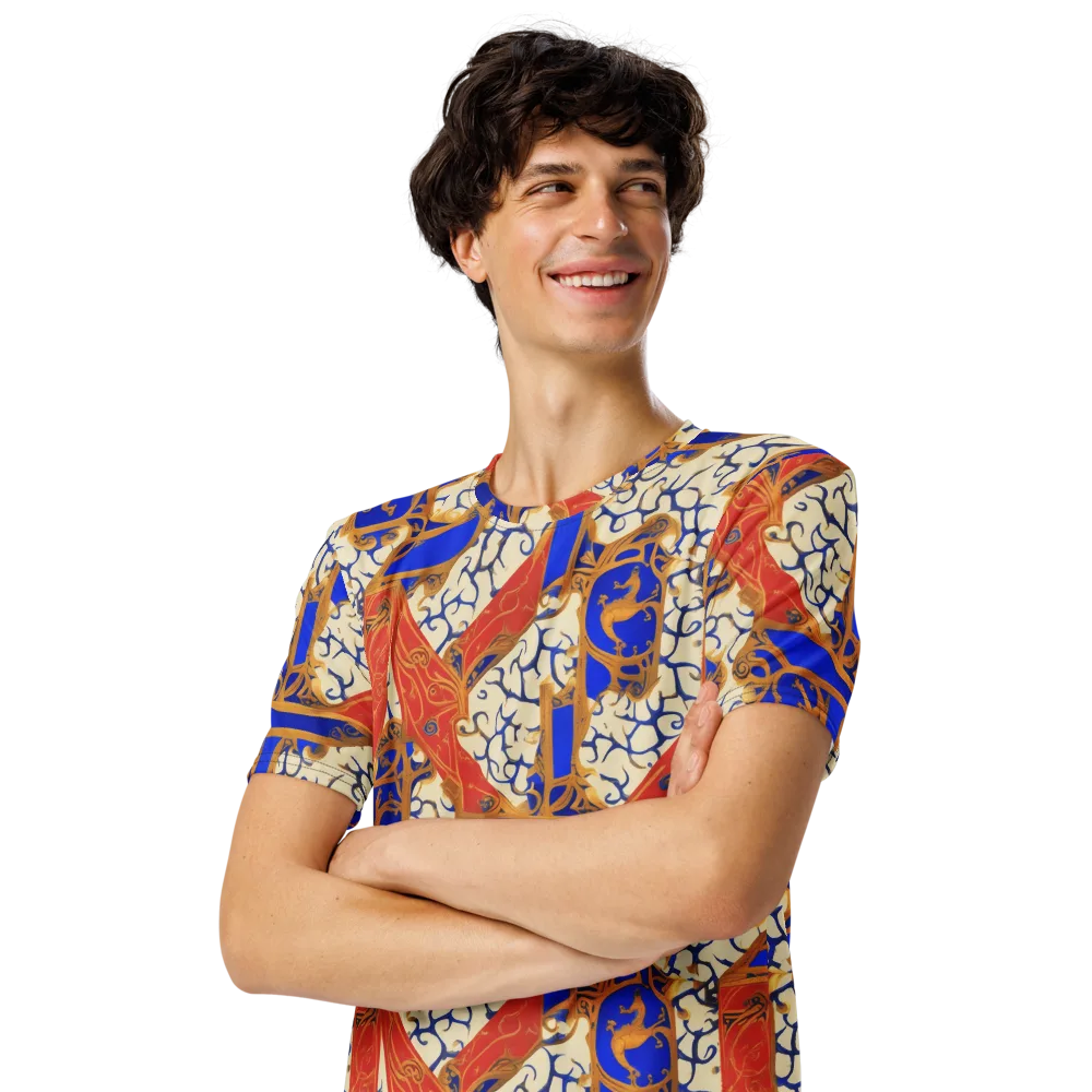 Cobalt Baroque on Men's Crew Neck T-Shirt — Left Front