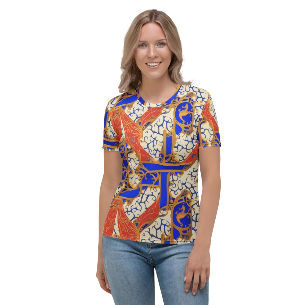 Cobalt Baroque on Women's Crew Neck T-Shirt — Front
