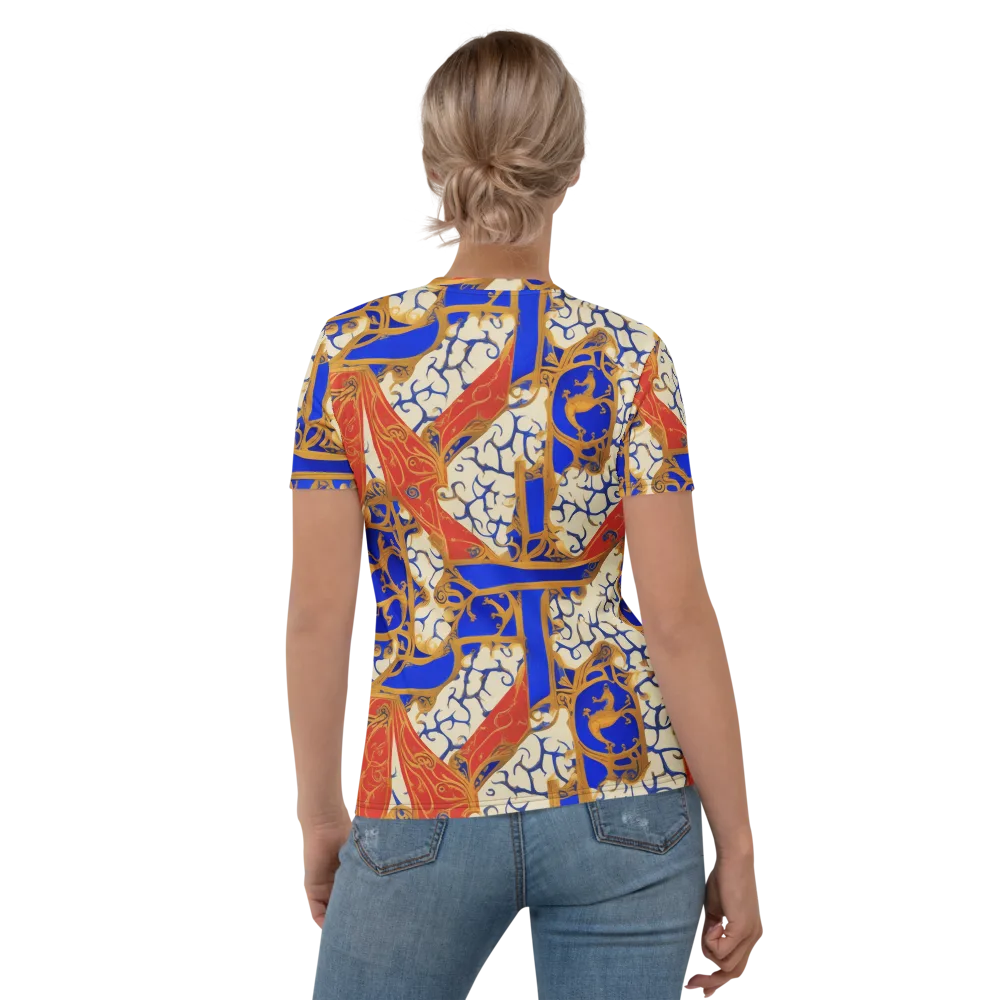 Cobalt Baroque on Women's Crew Neck T-Shirt — Back