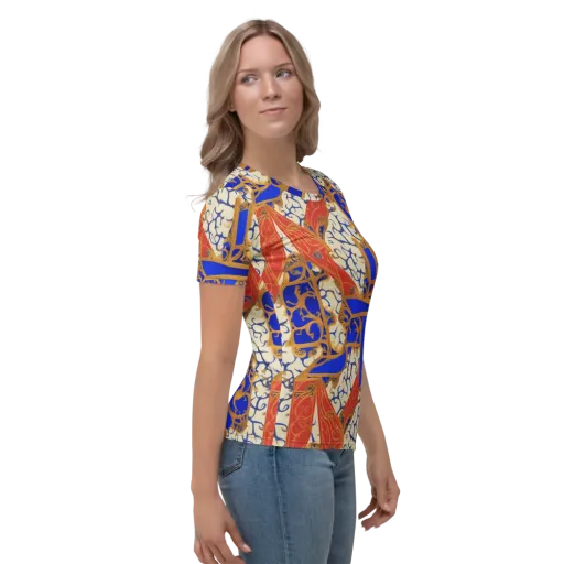 Cobalt Baroque on a Women's Crew Neck T-Shirt