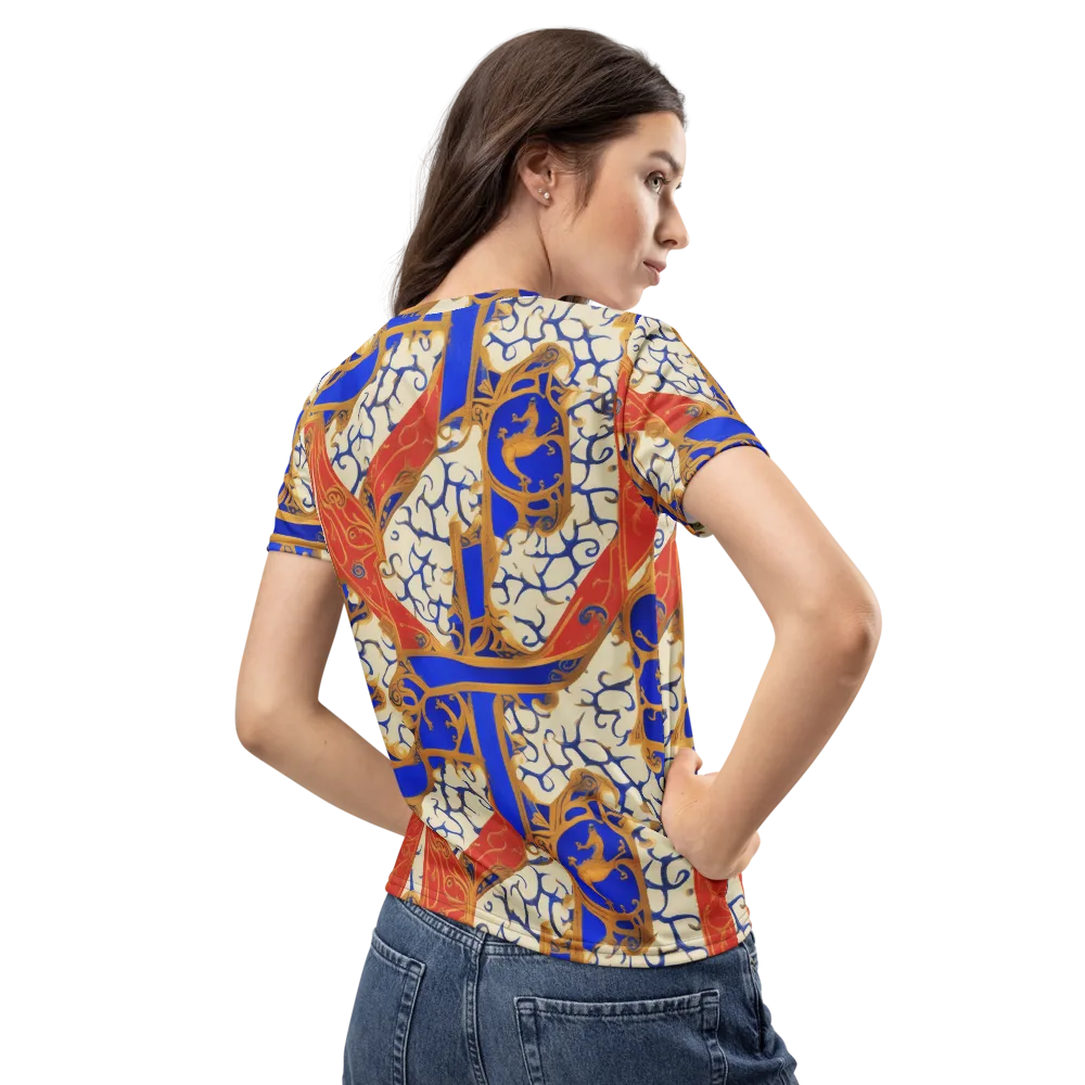 Cobalt Baroque on Women's Crew Neck T-Shirt — Back