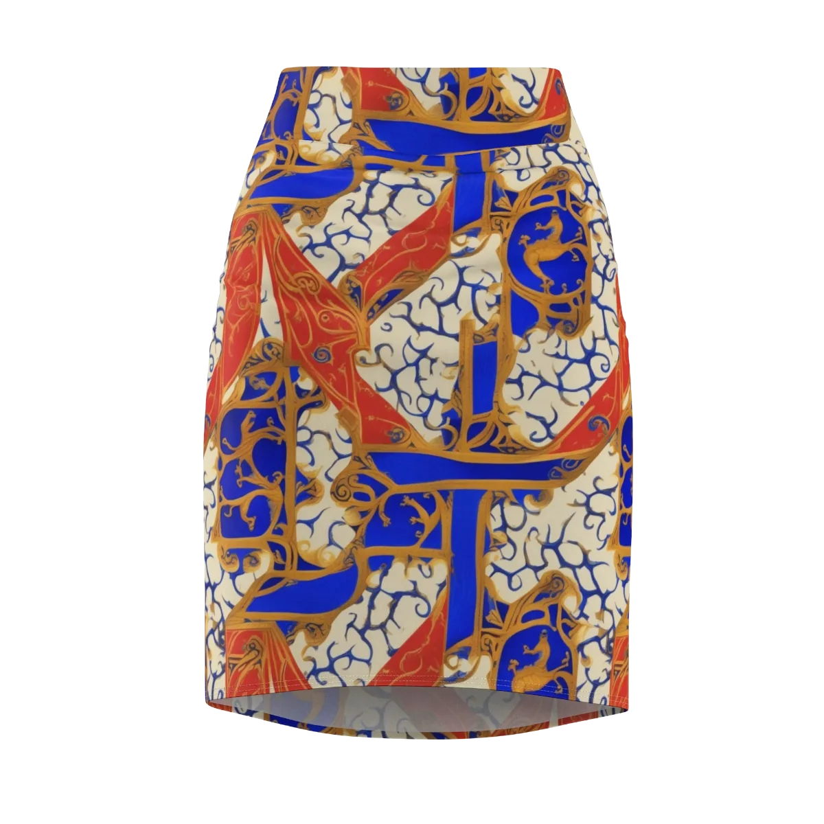 Cobalt Baroque on Pencil Skirt — Front