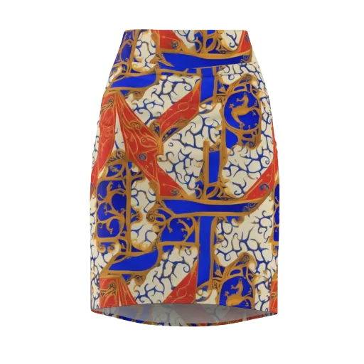Cobalt Baroque on a Pencil Skirt