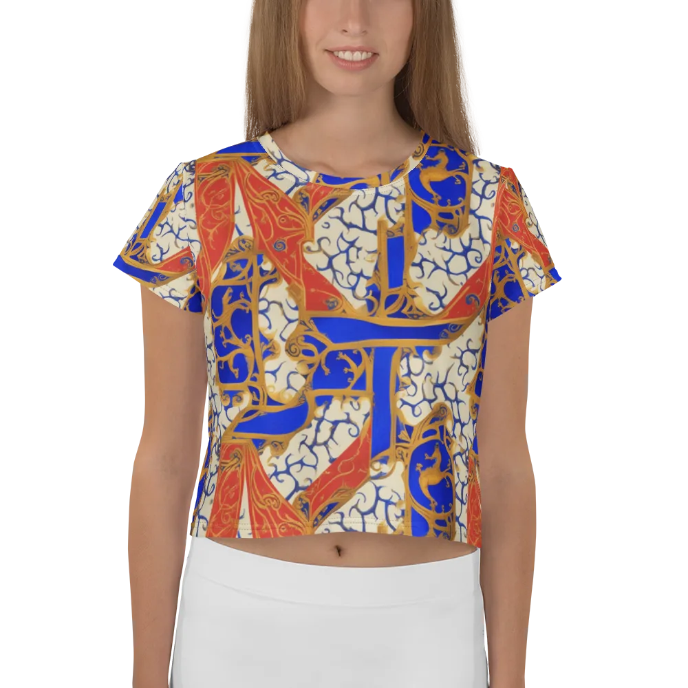 Cobalt Baroque on Crop Tee — Front