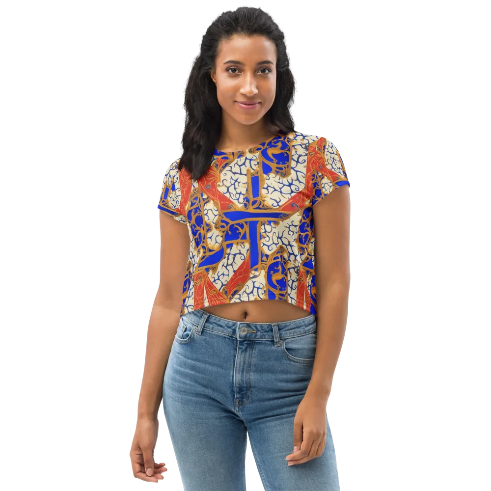 Cobalt Baroque on Crop Tee — Front
