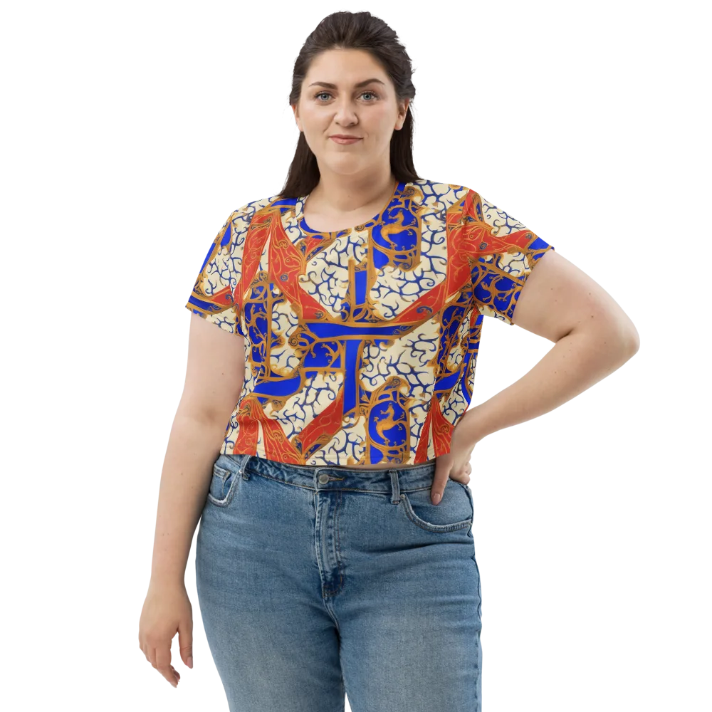 Cobalt Baroque on Crop Tee — Front