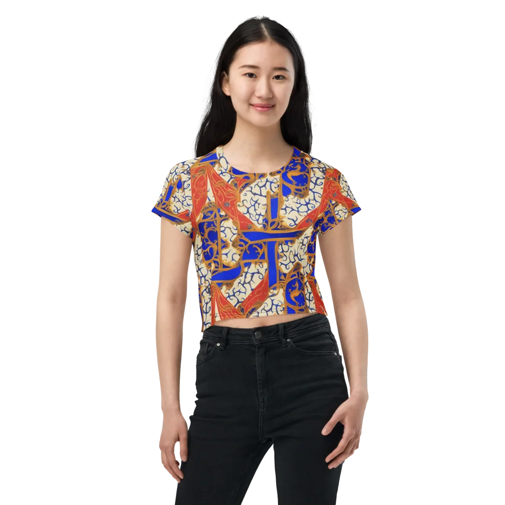 Cobalt Baroque on Crop Tee — Front