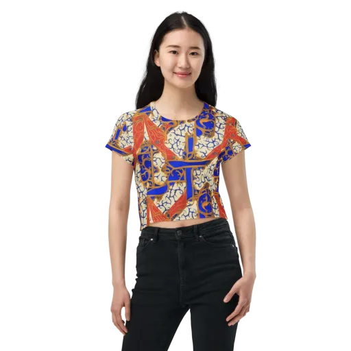 Cobalt Baroque on a Crop Tee
