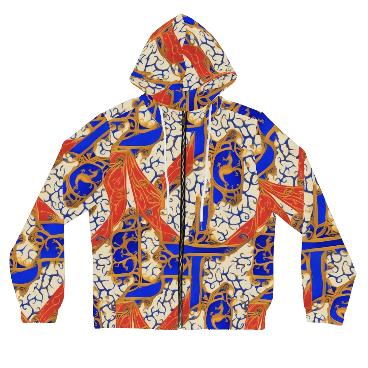 Cobalt Baroque on Women's Full-Zip Hoodie — Front