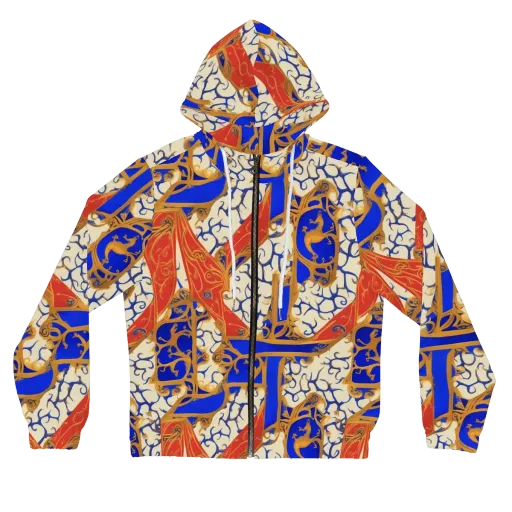 Cobalt Baroque on a Women's Full-Zip Hoodie