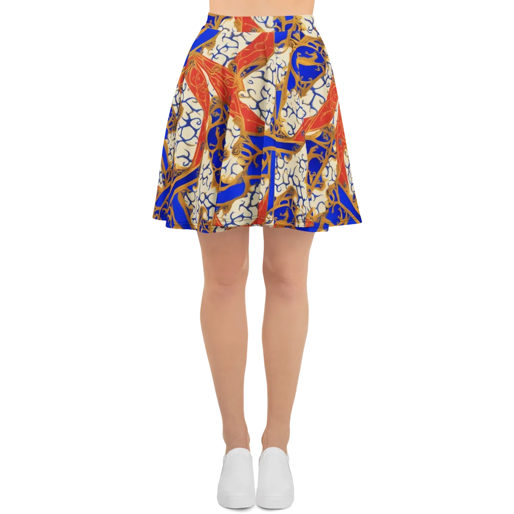 Cobalt Baroque on Skater Skirt — Front