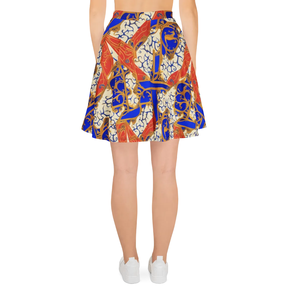Cobalt Baroque on Skater Skirt — Back