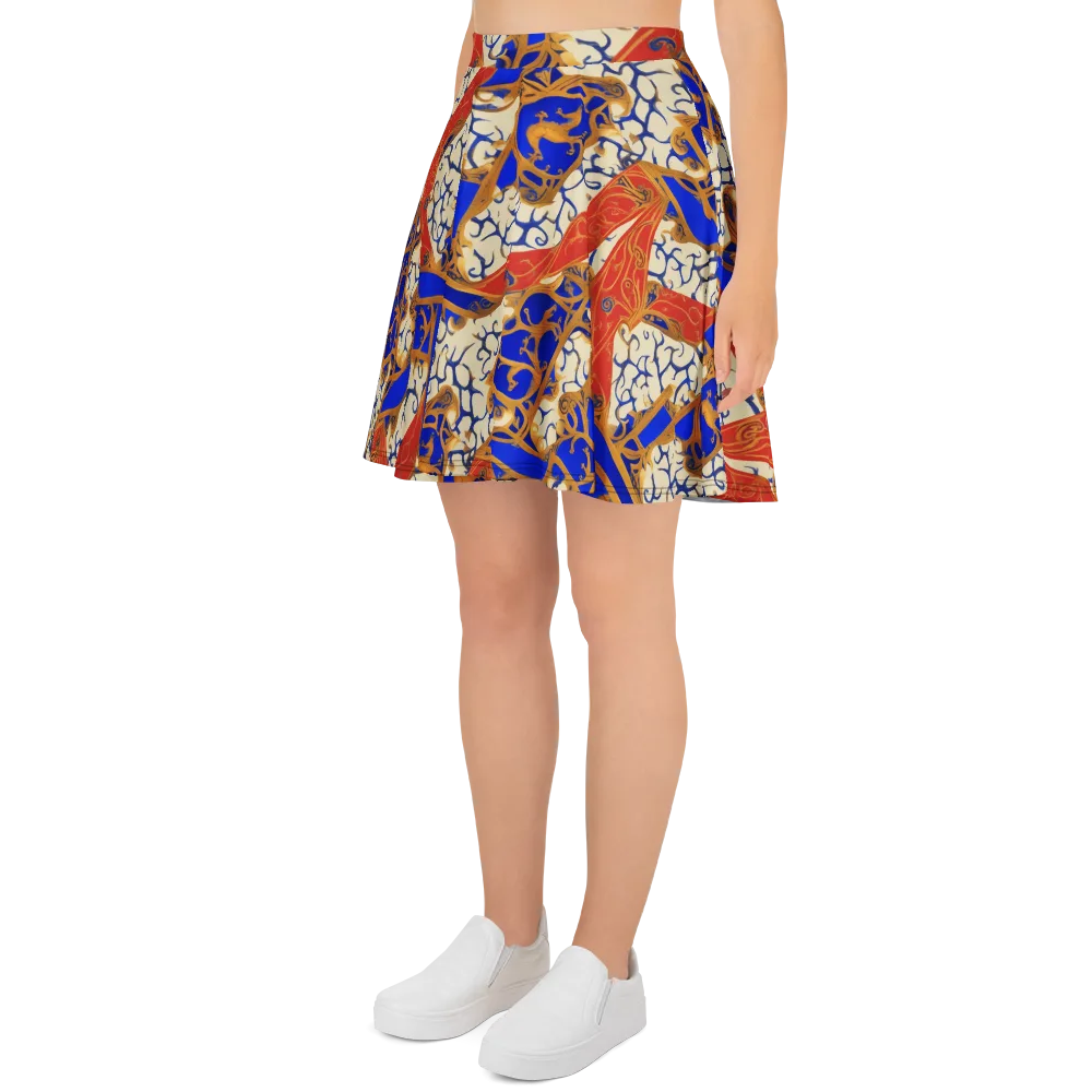 Cobalt Baroque on Skater Skirt — Left