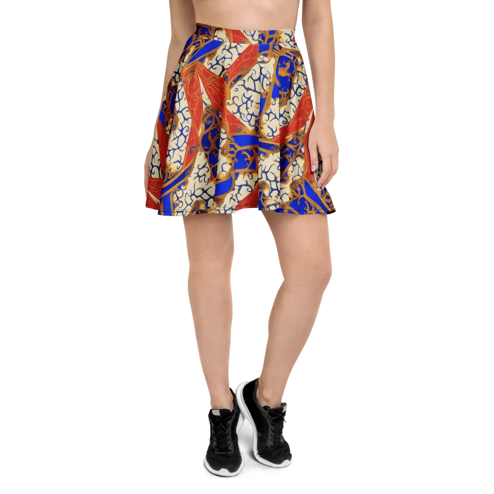 Cobalt Baroque on Skater Skirt — Front