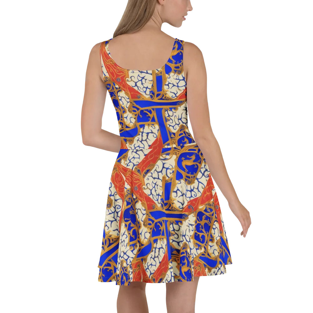 Cobalt Baroque on Skater Dress — Back